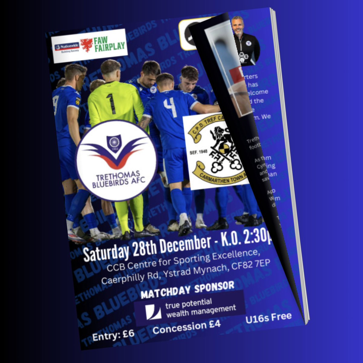 TreBluebirdsFC's tweet photo. Carmarthen Town Programme
Available on the link below or via our website 
https://t.co/3rrHftp5tG
@CarmarthenAFC https://t.co/7qUgmb5hBb