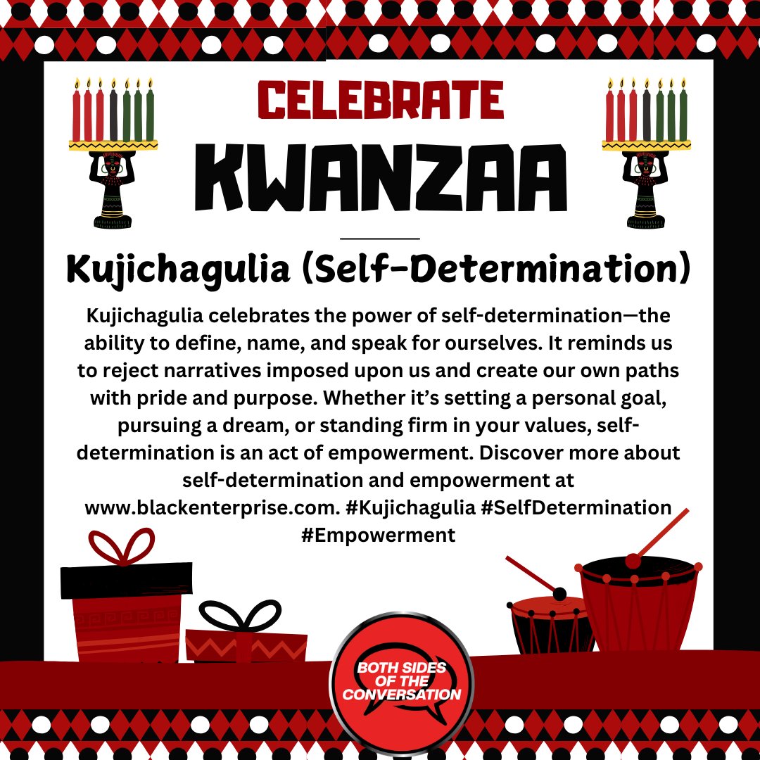 BothSidesofthe5's tweet image. Happy Kwanzaa! We celebrate the rich heritage, culture, and values that Kwanzaa represents.  more about Kwanzaa traditions and principles at officialkwanzaawebsite.org #HappyKwanzaa #Umoja #KwanzaaPrinciples

Both Sides Of The Conversation | Changing the Narrative From Our Voices