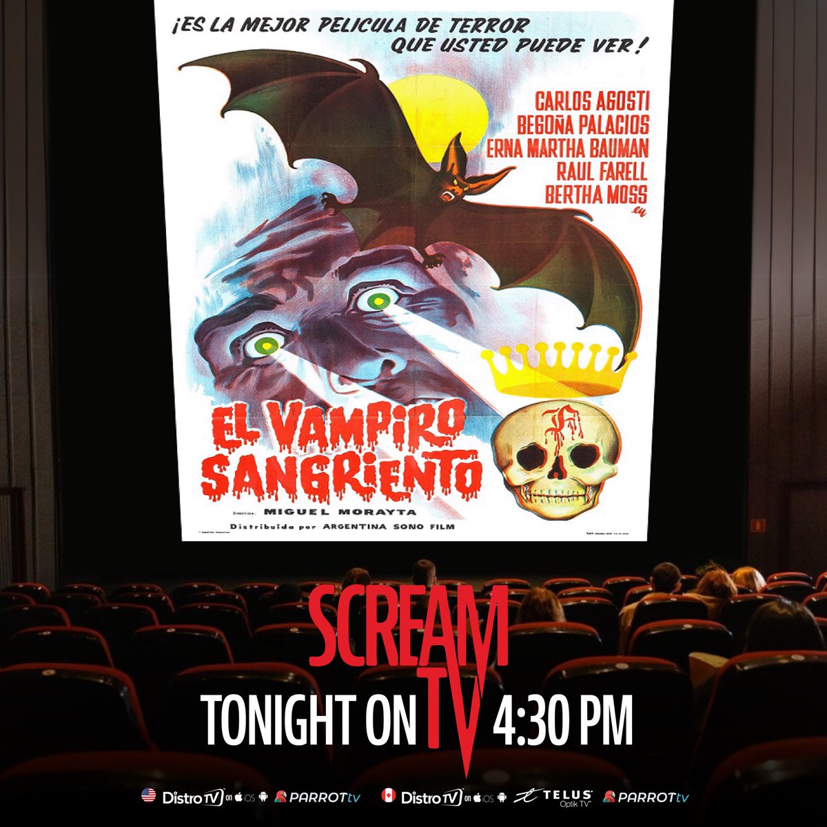 wearescreamtv's tweet photo. 🧛♂️💀 Vampires and Terror Await!
Today at 5 PM EST, witness the horror of Bloody Vampire! 🌑✨ A bloodthirsty creature prowls, and the battle for survival begins. 😱
Only on Scream TV! 📺
#BloodyVampire #VampireHorror #ClassicTerror #ScreamTV https://t.co/wPvifk2eyj