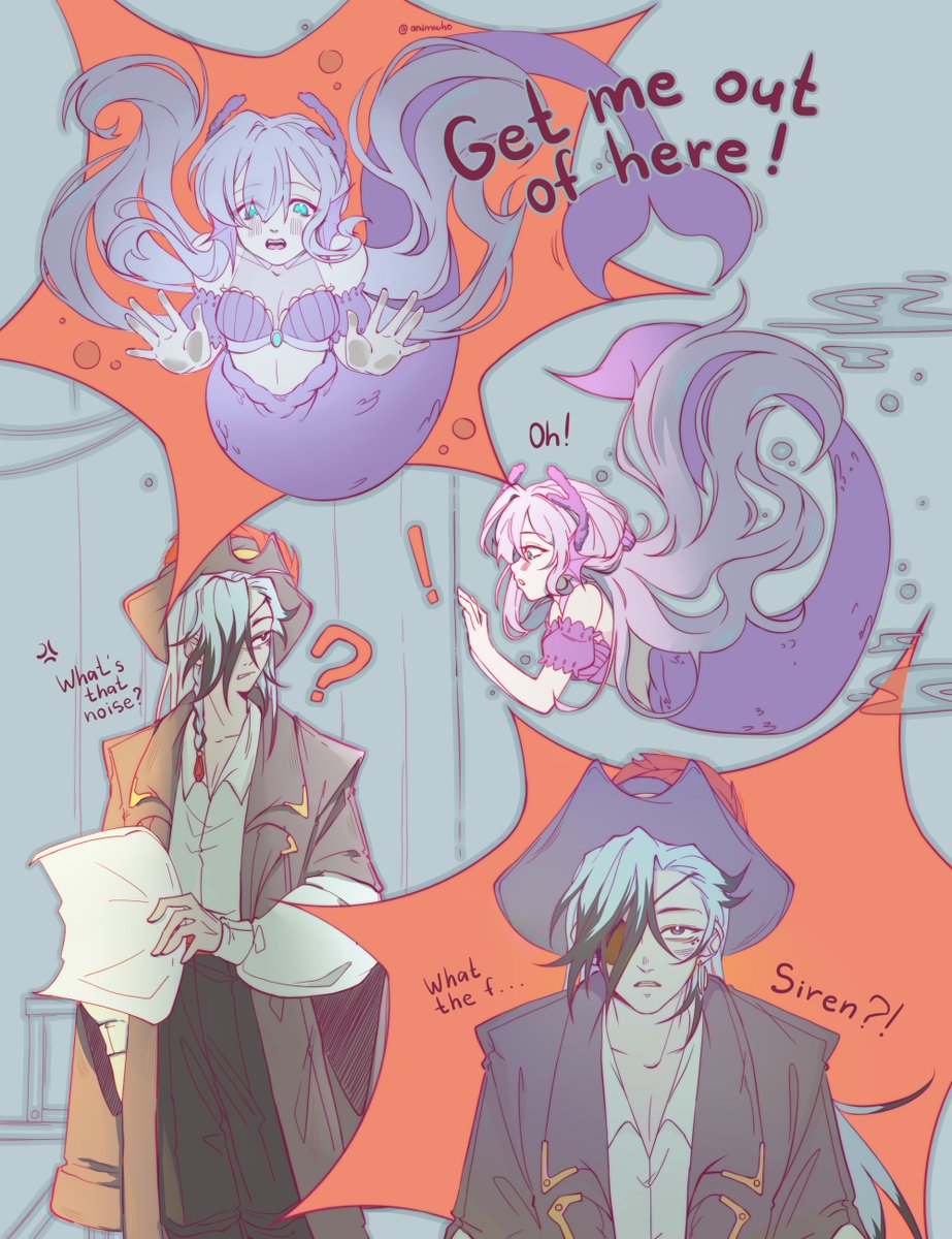 animwho's tweet photo. Siren!Robin &amp; Pirate!Boothill 
maybe there will be more parts ;)

#hsr #HonkaiStarRail #RobinHSR  #Robin #Boothill #Robinhill https://t.co/QKQEG6zJP1