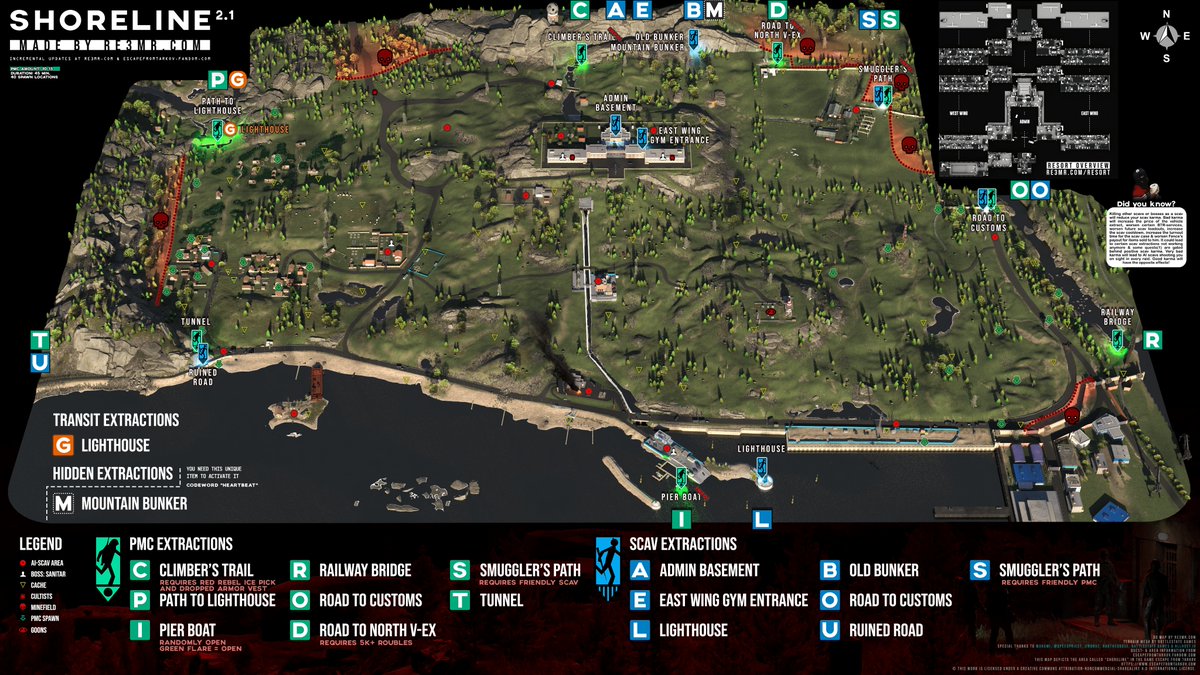 re3mr's tweet photo. All of my affected maps (9 of them) have been updated to include the hidden exfils. Available on my site https://t.co/8N9Qr2p407 &amp; soon on the EFT wiki as well. #EscapefromTarkov https://t.co/Iiad8cf6aQ