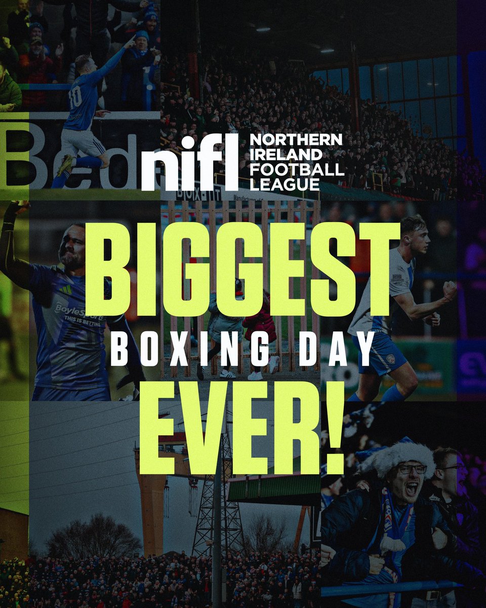 𝗕𝗜𝗚𝗚𝗘𝗦𝗧 𝗕𝗢𝗫𝗜𝗡𝗚 𝗗𝗔𝗬 𝗘𝗩𝗘𝗥 📊

Recording-breaking numbers both on and off the pitch for the NI Football League. 

ℹ️ Full announcement: tinyurl.com/kjn4t2p4