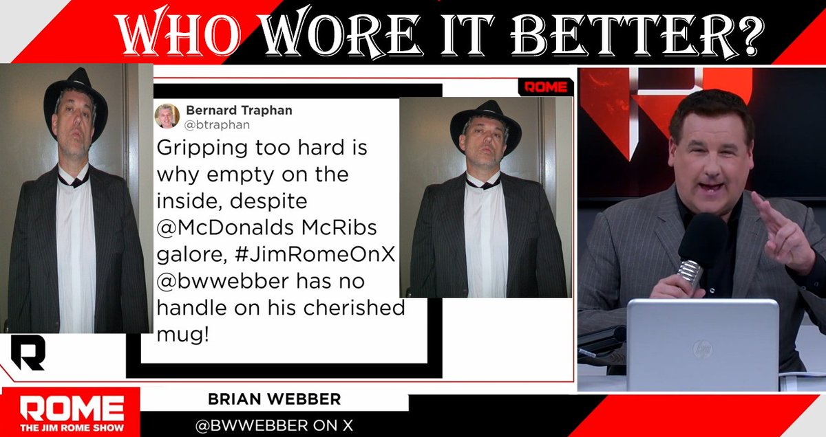 btraphan's tweet photo. @bwwebber @jimrome @JoshAlper @PeteFiutak @bigheadbets It was great to be part of the #JimRomeOnX @BWWebber masterpiece yesterday &amp; since we both have @BronxPinstripes roots, I love how you looked in my mafioso suit, but wonder if @A_Hahdee or @LecheLorn could do a @X poll for the clones as to WhoWoreItBetter? LOL! https://t.co/cYSwcI7Kyw