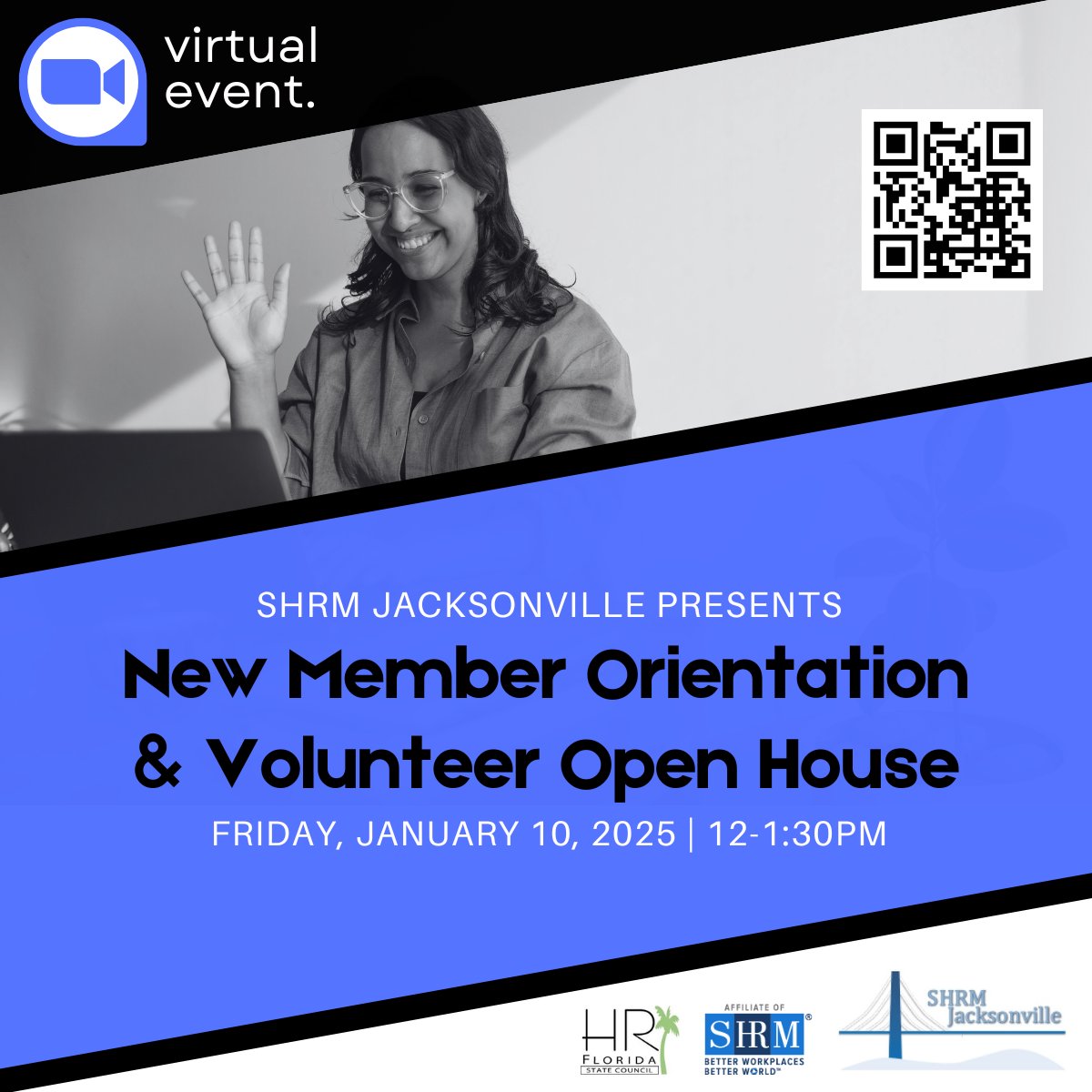 Discover the power of connection! 🤝 Join SHRM Jacksonville for our virtual New Member Orientation &amp; Volunteer Open House on January 10 at 12 PM. Register now! [loom.ly/wt4CNrw] #SHRMJacksonville #NewYearNewYou #HRFL #HRMatters #SHRMJax