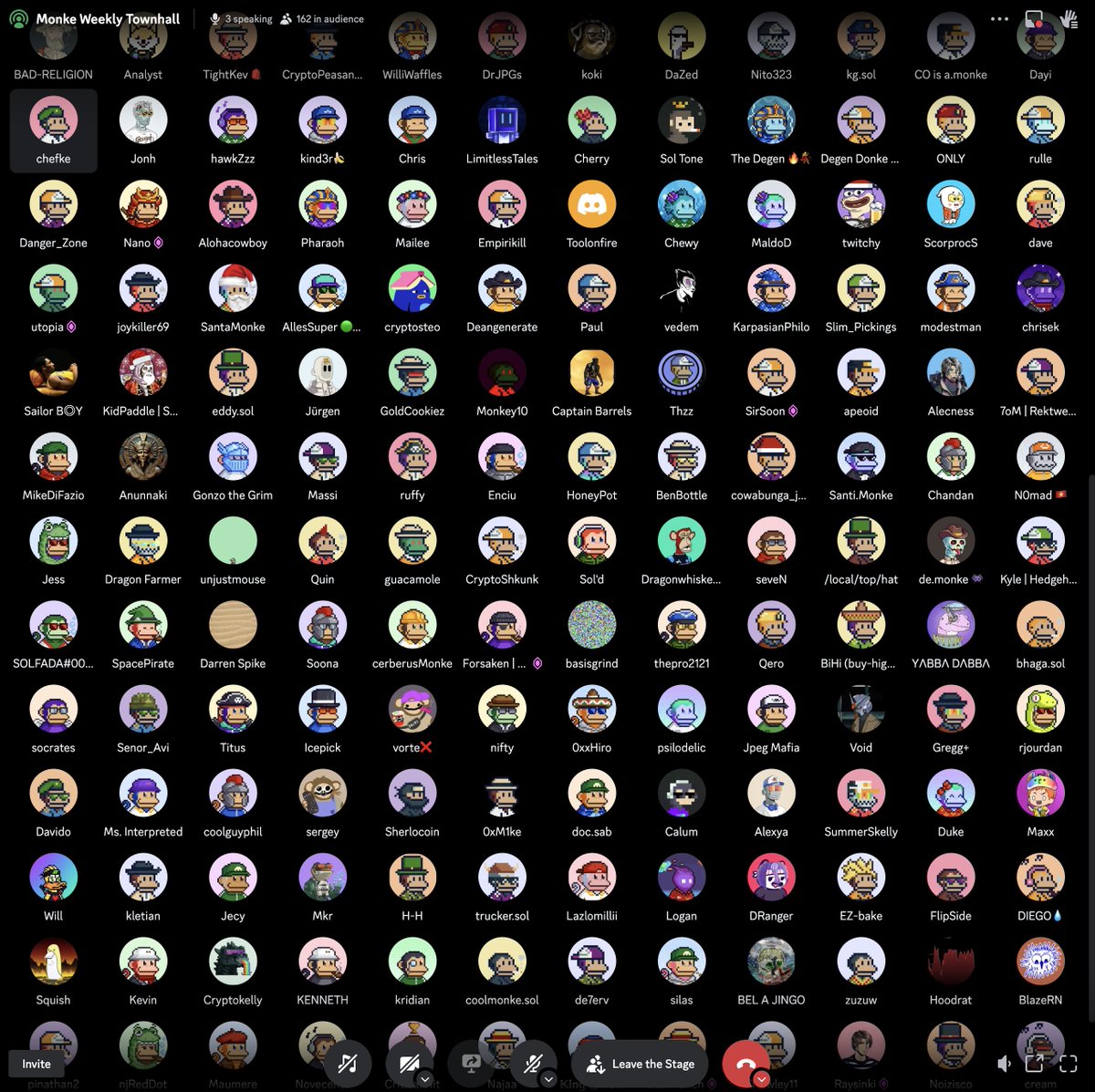 Sooooo many Monkes in our townhall today. 

Monkes on top! <a href="/MonkeDAO/">MonkeDAO🍌</a>