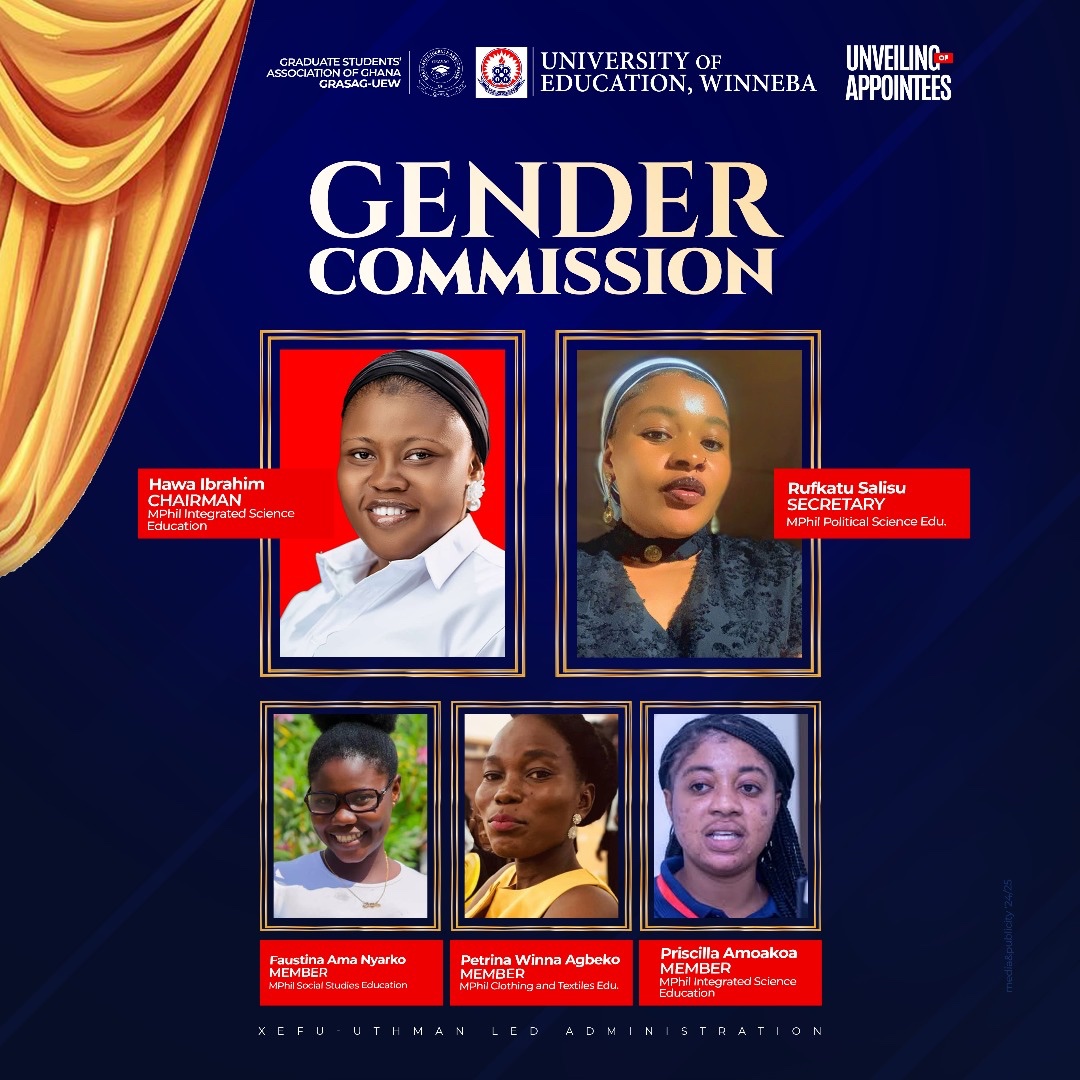 grasag_uew's tweet photo. 🇨🇿🇨🇿🇨🇿🇨🇿🇨🇿🇨🇿🇨🇿🇨🇿🇨🇿
  UNVEILING OF GENDER COMMISSION OFFICERS 
________________________
 
The President, H.E David Kwaku Xefu ,is delighted to unveil the Gender Commission Officers for the 2024/2025 academic year. 

 ═════════
Released by ✍️: 

21st GRASAG-UEW PRO. https://t.co/SRZvr2kTfi