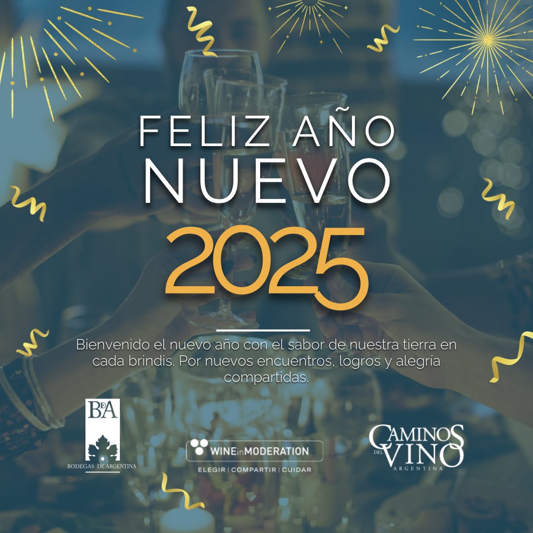 WIM_Arg's tweet photo. Recibimos el nuevo año con el sabor único de nuestra tierra en cada brindis. 🍷 Por nuevos encuentros, logros y momentos llenos de alegría compartida. 🌟

En estas fiestas, si vas a beber alcohol, designa un conductor responsable 😁 https://t.co/nuJJx63OkL