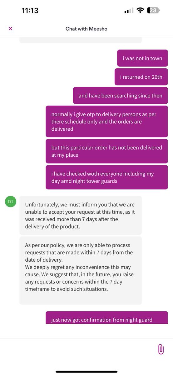 Ashu_HMS's tweet photo. Order not delivered and @Meesho_Official is not bothered to take this to their logistics partner or the seller. Is this how you treat your customers? No buyer protection here?

#meesho #ecommerce #buyerprotection #CustomerService #WorstExEver #order #complaint #CustomerReviews https://t.co/UyvC0ldGrX