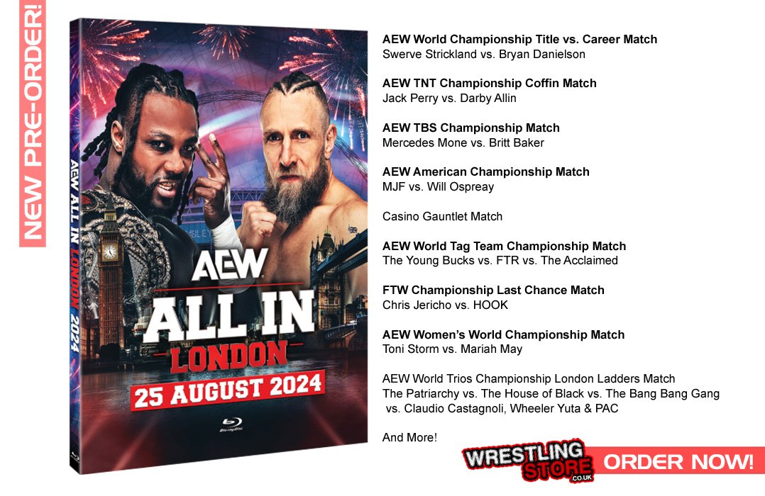 WrestlingStore's tweet image. ICYMI : New Pre-Order - AEW All In Wembley 2024 on Blu-Ray

The incredible UK event is now available to pre-order, featuring Swerve vs Danielson, MJF vs Ospreay, Darby Allin vs Jack Perry, Toni Storm vs Mariah May and much more...........

Pre-Order now at wrestlingstore.co.uk