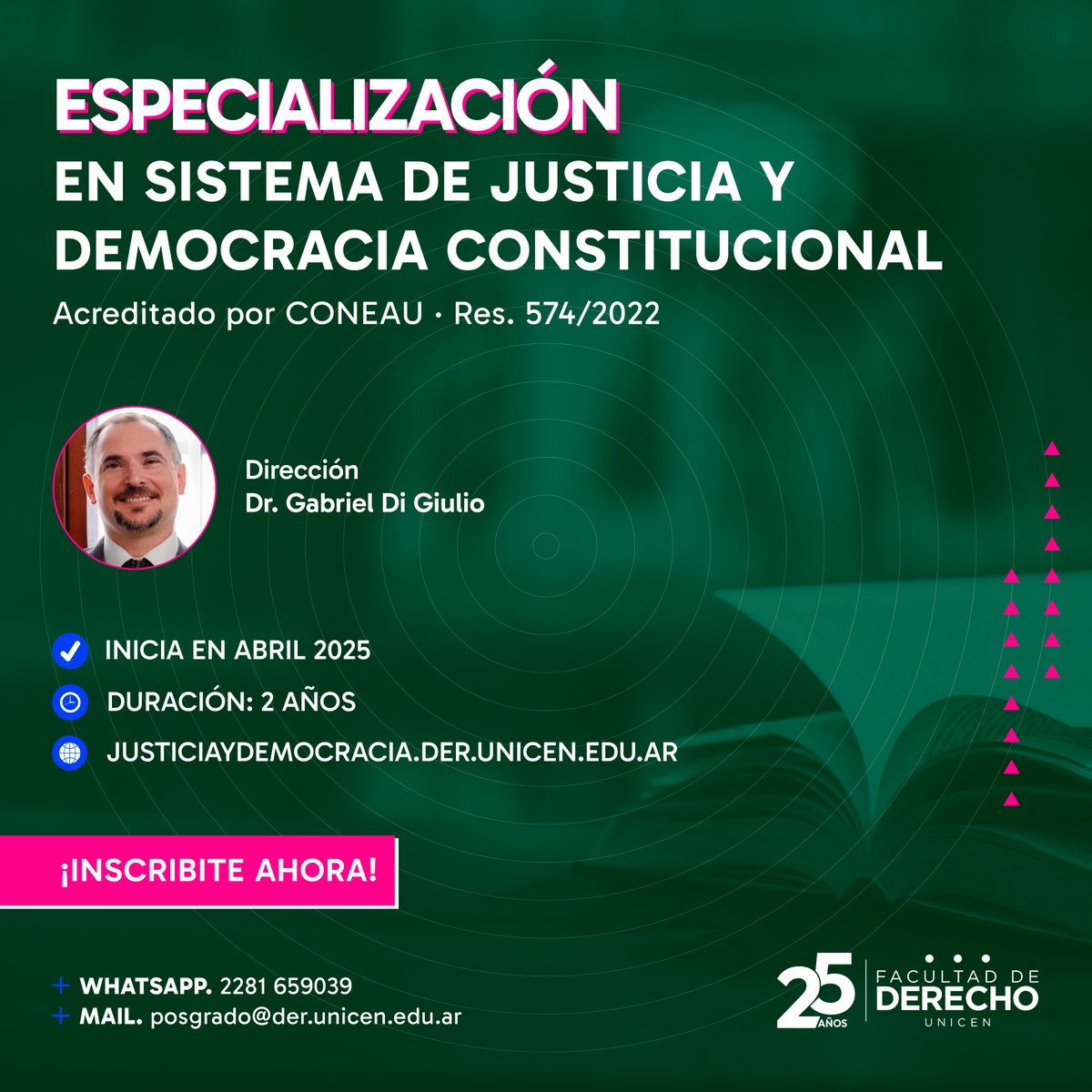 👉 ¡Enero es el mes para pensar en tu
futuro! ✔ Inscribite ahora en nuestros posgrados y
obtené un 10% de descuento en el arancel (excluye
matrícula). ⁣
⁣
📲 Ingresa aquí  der.unicen.edu.ar/2024/12/posgra… para conocer más. ⁣
⁣
¡Cupos limitados! ❗⁣