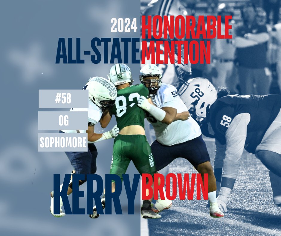🏆 Shoutout to Kerry Brown! 🏆

Sophomore Kerry Brown (#58 OG/DT) earned 5A All-State Honorable Mention honors! 💪 His strength and impact has been vital to the Wildcats’ success. Proud of you, Kerry! 🐾 #WildcatsPride #AllState #GoWildcats