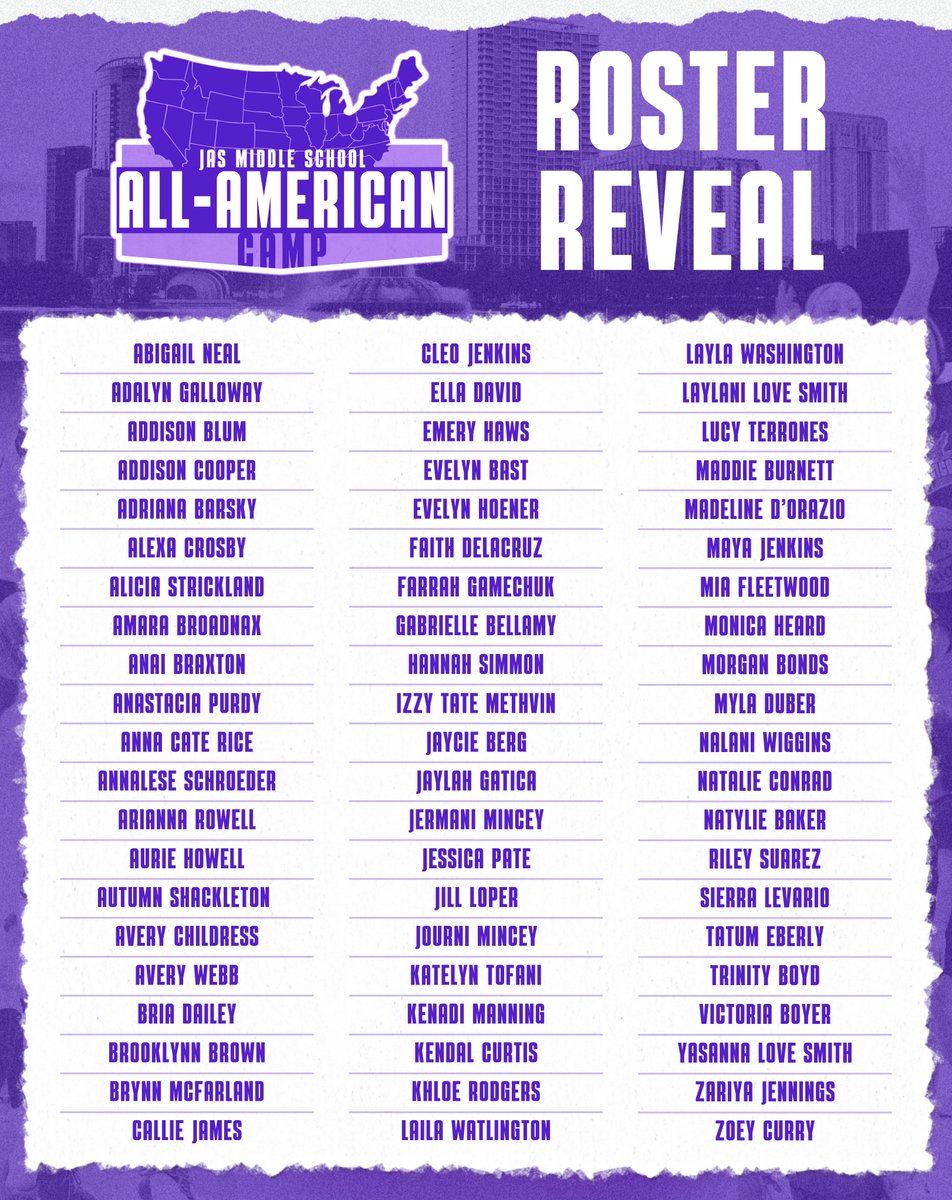 Check out the players who are joining us in Orlando tomorrow! 🔥

<a href="/theabigailneal/">Abigail Neal</a> <a href="/Adalyn_Galloway/">Adalyn Galloway</a> <a href="/addisonblum2029/">Addison Blum</a> <a href="/BarskyAdriana/">Adriana Barsky</a> @alexacrosby29 @AliciaCanhoop33 <a href="/rpurdy98/">Anastacia & Ronnie Purdy</a> <a href="/AceSchroeder31/">Annalese “Ace” Schroeder</a> <a href="/AriannaRowell/">Arianna Rowell</a> <a href="/auriehowell3/">Aurie Howell</a> <a href="/averywebb2029/">Avery Webb</a> <a href="/BriaDailey_5/">Bria Dailey</a> <a href="/Brooklynn2029/">Brooklynn Brown</a> <a href="/CallieMJames/">Callie James</a>
