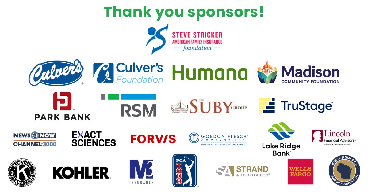 FirstTeeSCW's tweet image. Thank you to all of our 2024 sponsors that support our learning center and golf programming. You are #buildinggamechangers in Wisconsin!