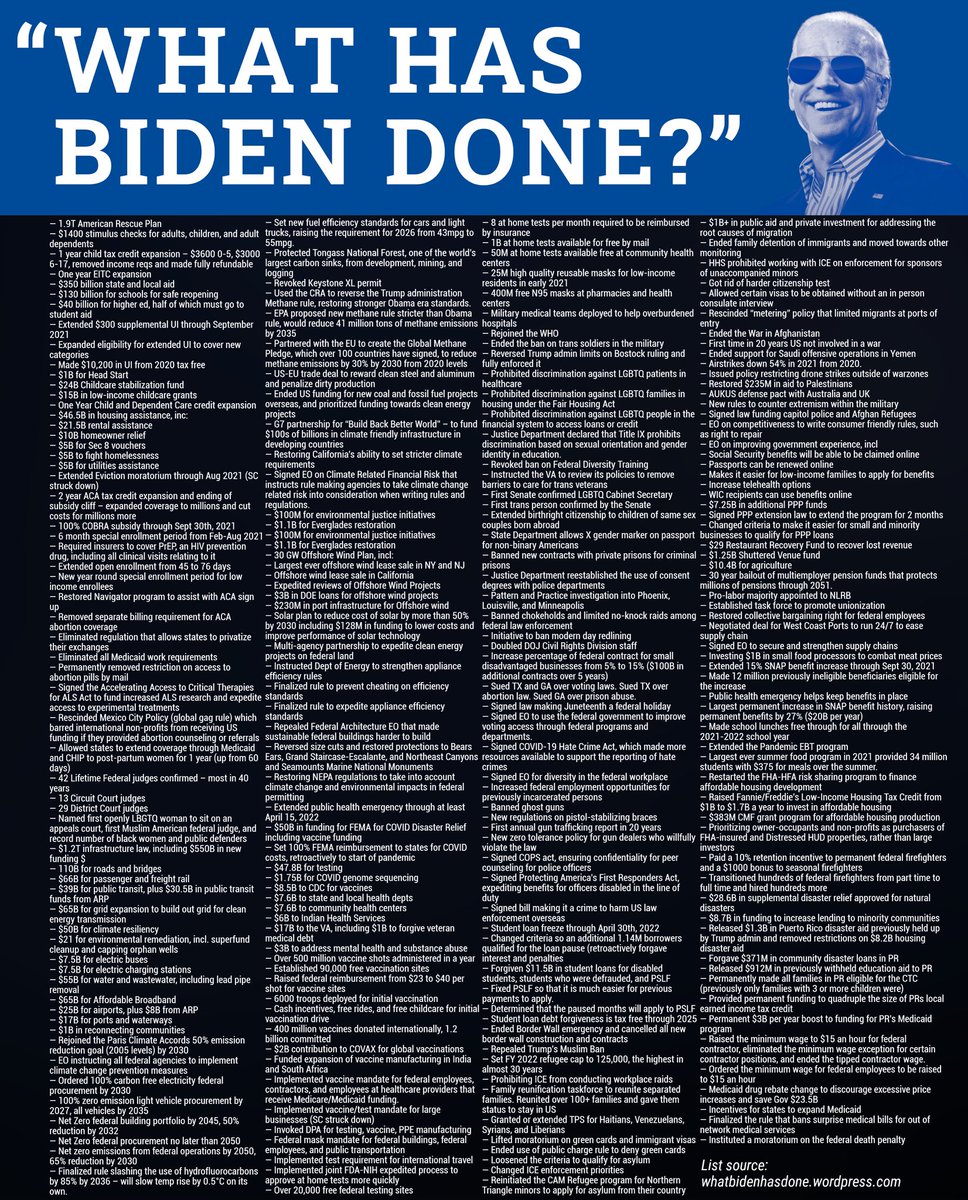 2RawTooReal's tweet image. List of Biden accomplishments… think before you tweet or at least use google it’s FREE ($0.00)