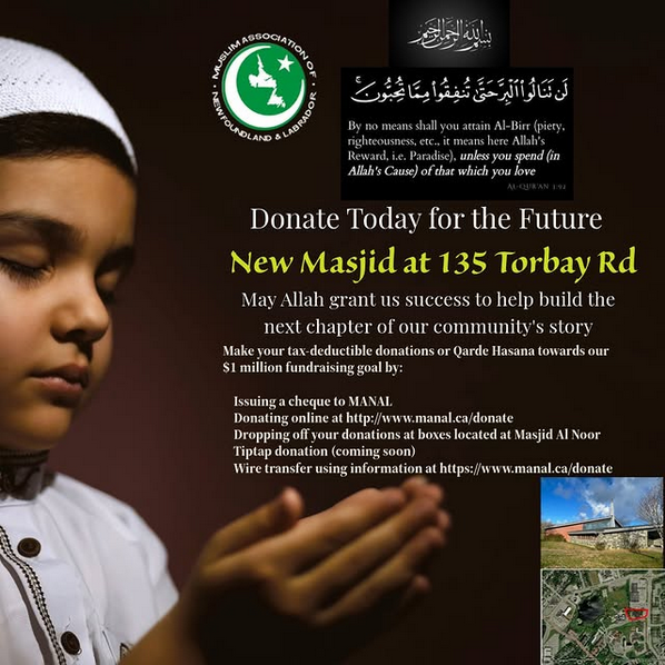 Muslim Association of Newfoundland and Labrador (@manal_tweeting) on Twitter photo The MANAL Executive Committee is pleased to announce the deal to purchase the property on Torbay Road has now been closed. Now the difficult part begins; we need your donation to help renovate this property into a fully-fledged Islamic Centre in a very short timespan. See poster. The MANAL Executive Committee is pleased to announce the deal to purchase the property on Torbay Road has now been closed. Now the difficult part begins; we need your donation to help renovate this property into a fully-fledged Islamic Centre in a very short timespan. See poster.