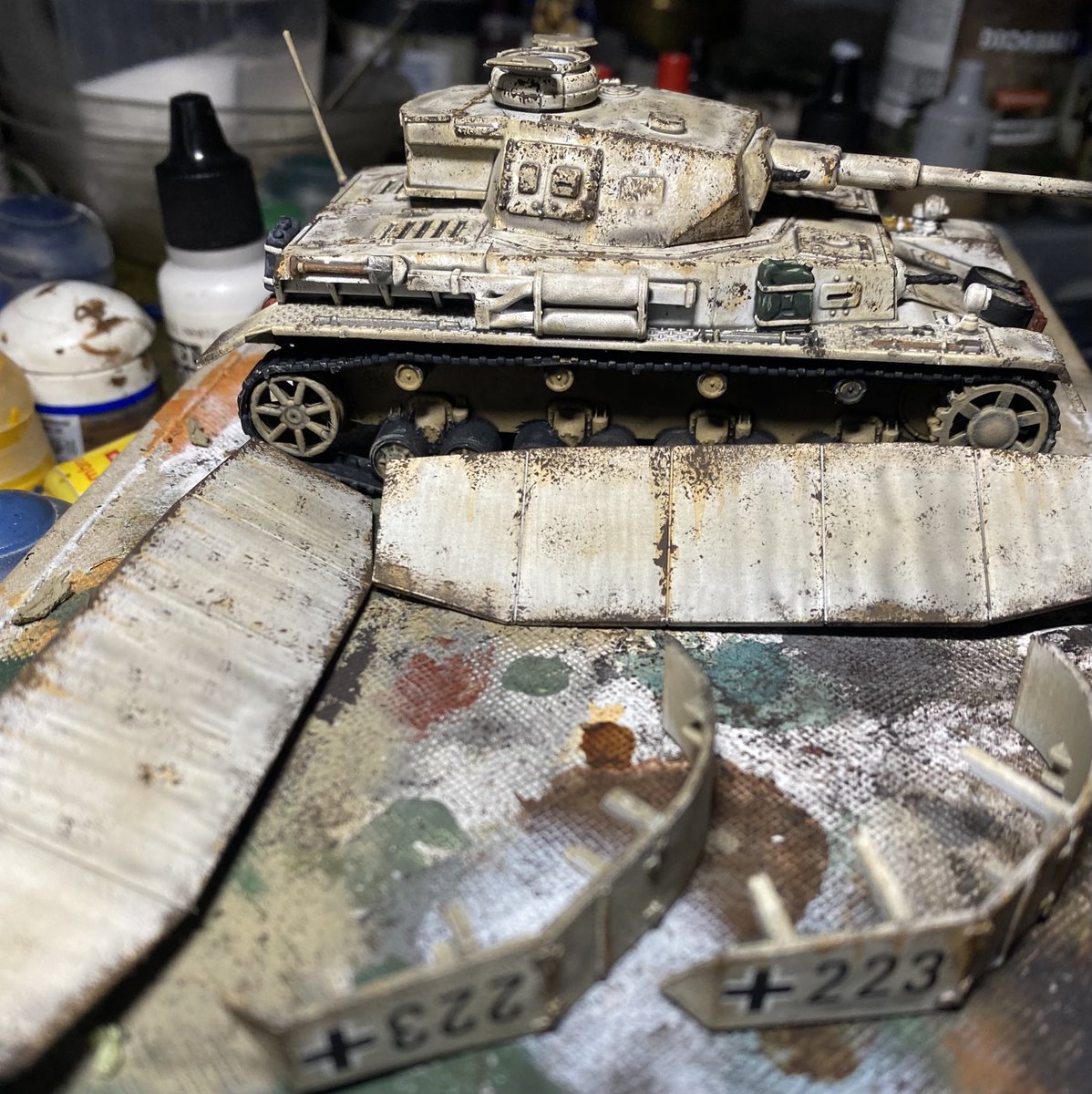 Ash30532192's tweet photo. So close to finishing the Pz IV, but now away for a couple of days 😩. Should just get it finished by the 31st #FestiveTankChallenge24 https://t.co/Xpz94V41fZ