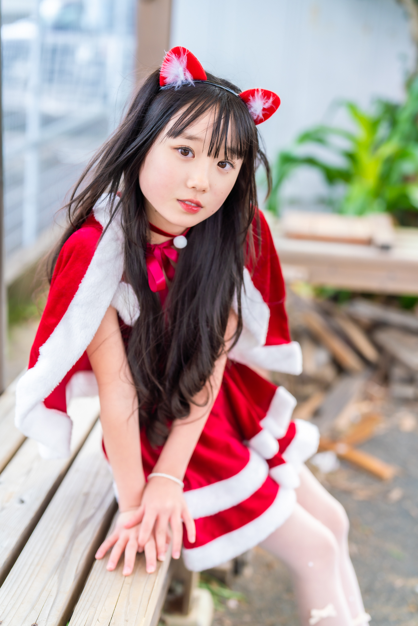 的野美青サイン生写真　2023年クリスマスサンタ衣装 Merry Christmas🎅🤍 サンタさんは着ないので色だけサンタさんっ