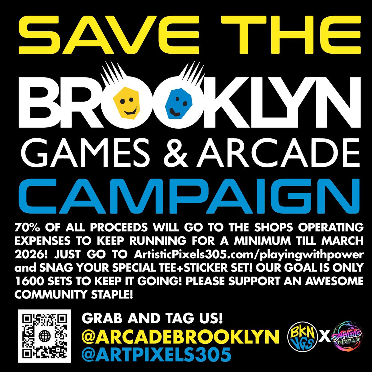 Brooklyn Games & Arcade (@arcadebrooklyn) on Twitter photo Grab a shirt and save the arcade. Thank you <a href="/ArielAces/">ArielAces the ToyMaker</a> <a href="/ArtPixels305/">ArtisticPixels305</a> for this good deed helping the arcade staying alive. For those who don’t know him, Ariel is the one who we work with for our store Merch
#savethearcade #justoneshirt
Here is the the link: Grab a shirt and save the arcade. Thank you <a href="/ArielAces/">ArielAces the ToyMaker</a> <a href="/ArtPixels305/">ArtisticPixels305</a> for this good deed helping the arcade staying alive. For those who don’t know him, Ariel is the one who we work with for our store Merch
#savethearcade #justoneshirt
Here is the the link: