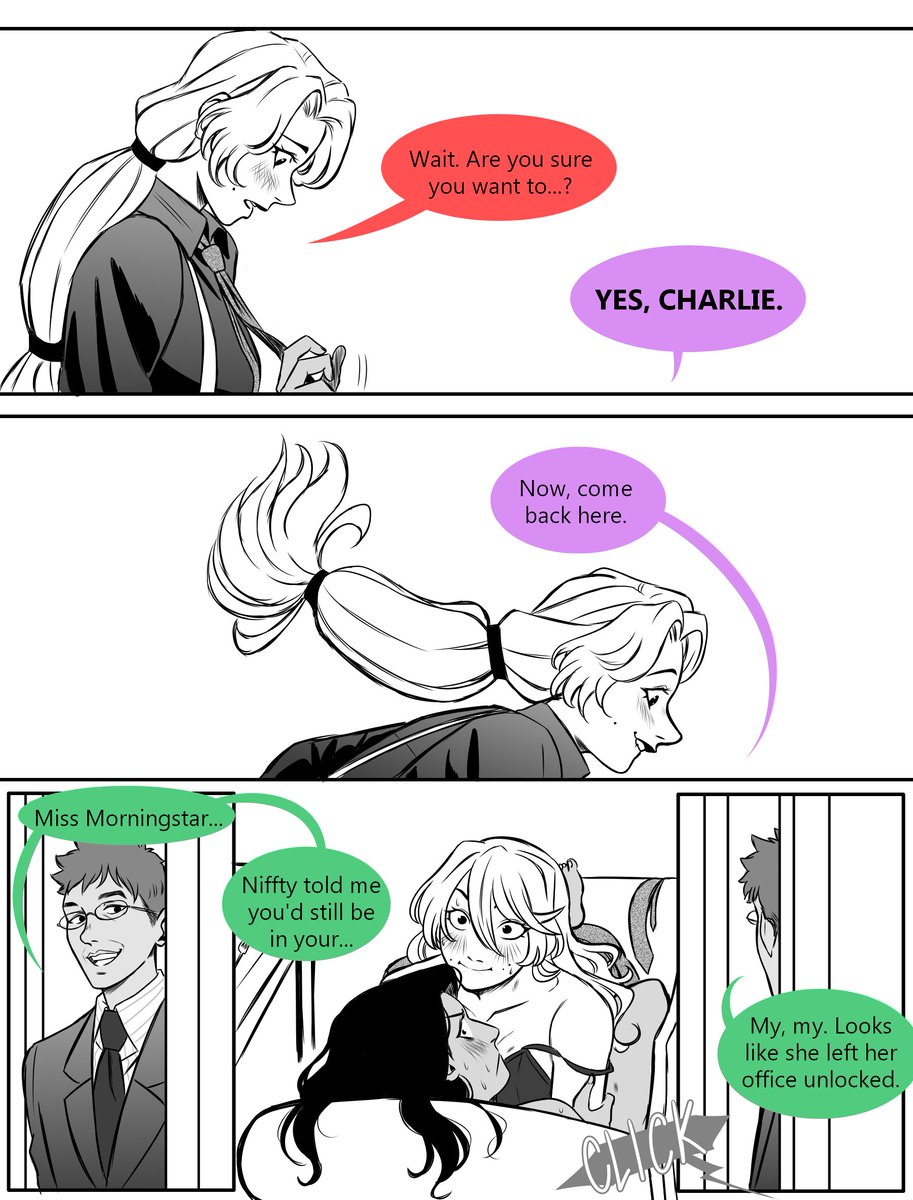 LazuliBarbara's tweet photo. Harem Hotel pt3
In the end, Vaggie chose to go to Charlie (Surprise, surprise)
#chaggie #hazbinhotel https://t.co/AbjIDYzTHi