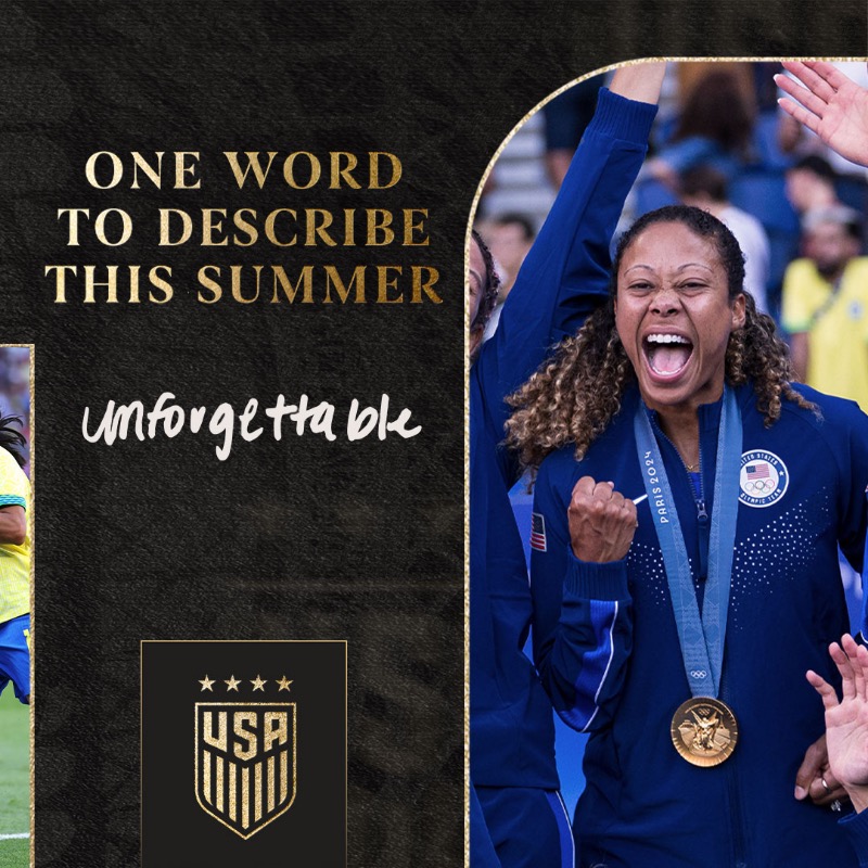 USWNT's tweet photo. From early beginnings on the track to winning Olympic gold as a mother, it's been quite journey for @CaseyKrueger ✨

#StepsToGold x @Visa