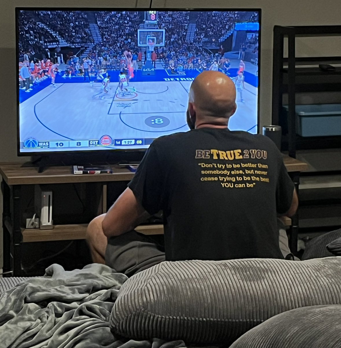 ranijacobs's tweet photo. Look at this guy taking over his son’s new PlayStation 😂🎮 @MotorCityHoops https://t.co/29Efd1TDod