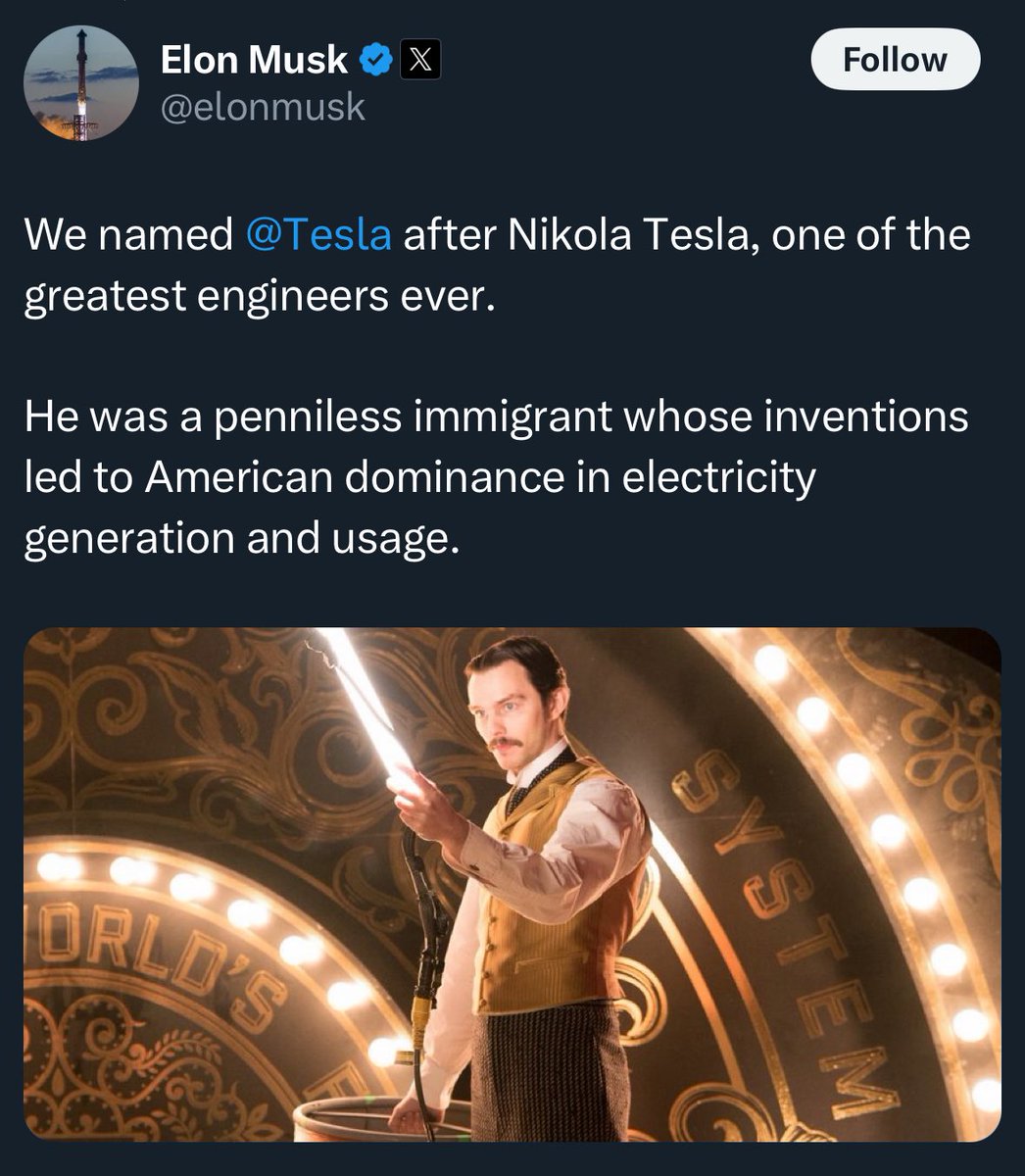 There he goes lying again….he didn’t name Tesla….it was already named that when he bought it and kicked out the founders…the company was named Tesla Motors in 2003 by Martin Eberhard and Marc Tarpenning