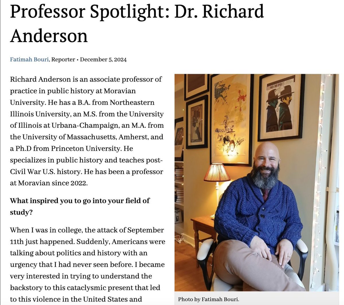 UMass Public History (@umassph) on Twitter photo Spotlight on <a href="/UMassAmherst/">UMass Amherst</a> alum, Richard Anderson (@RichAndHistory), who does such important work, including creating a new #PublicHistory certificate at <a href="/MoravianU/">Moravian University</a>. We are excited to read his upcoming #history of #Chicago's Democratic political machine!
comenian.org/12002/communit… Spotlight on <a href="/UMassAmherst/">UMass Amherst</a> alum, Richard Anderson (@RichAndHistory), who does such important work, including creating a new #PublicHistory certificate at <a href="/MoravianU/">Moravian University</a>. We are excited to read his upcoming #history of #Chicago's Democratic political machine!
comenian.org/12002/communit…