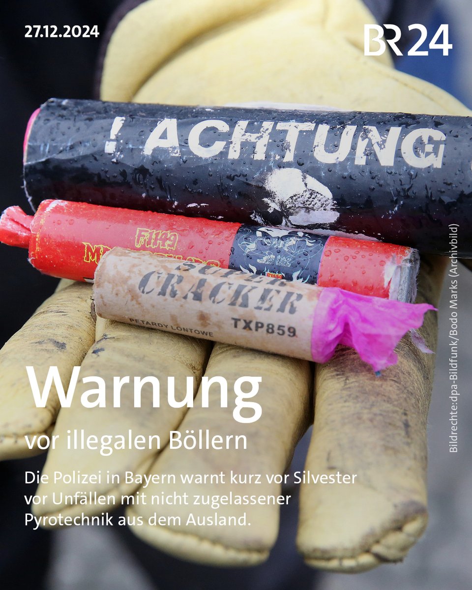 Ab Samstag darf in Deutschland wieder #Feuerwerk für #Silvester verkauft werden. Die Polizei warnt vor Unfällen mit gefährlichen Böllern, etwa aus Tschechien.
br.de/nachrichten/ba…