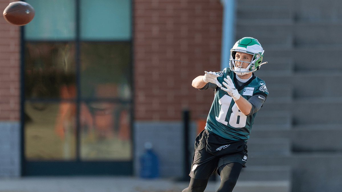 The Eagles are wearing their Kelly Green throwbacks this week, but their usual midnight green practice jersey. 

It’s not unusual to do, it just creates a strange look for practice.