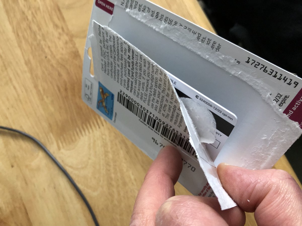 ReverseBenj's tweet photo. @AskTarget Have you had a recent problem with @Visa gift cards in stores? I bought 3 $100 cards for my nephews this xmas and they're all bad, unusable, with no Security Code and getting help replacing them has been a huge hassle. https://t.co/aj0HkKDIqW