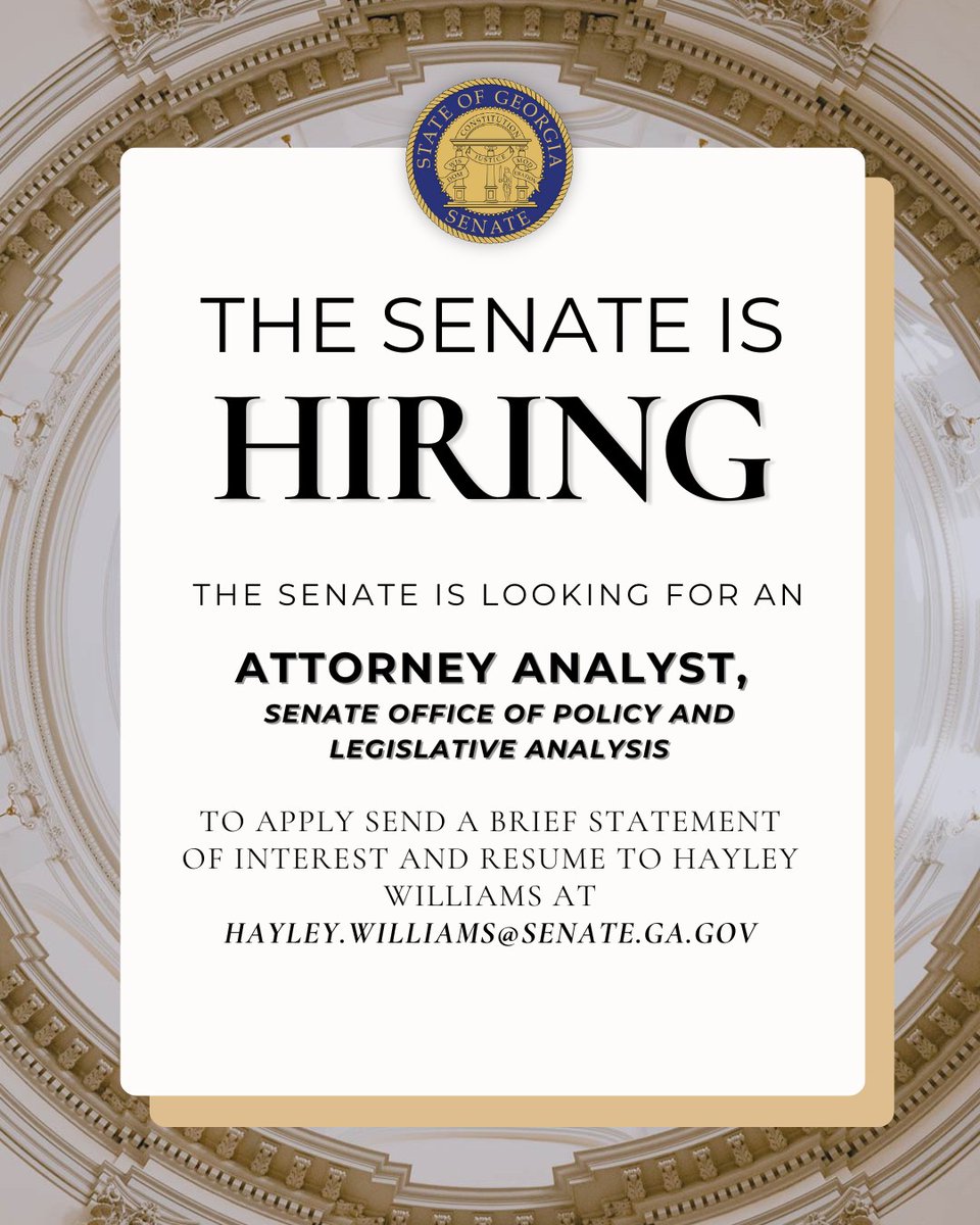 The Senate Office of Policy and Legislative Analysis is hiring! Follow the link for the full job description: ow.ly/arVb50UxpMk