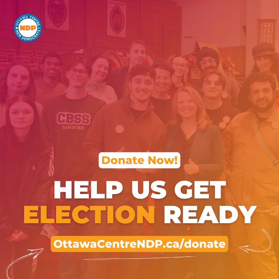 ottawacentreNDP's tweet image. With snap provincial and federal elections a very real possibility for the new year, we need to be ready to hit the ground running at any moment.
Donate any amount you're able and help us elect an NDP MP and MPP that will fight for YOU! 🍊💪
Donate here: ottawacentrendp.ca/donate