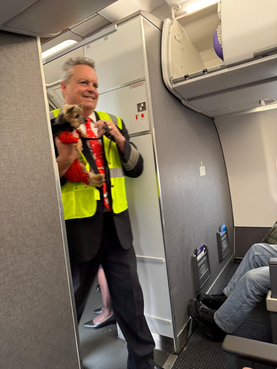 JenColtrinPR's tweet image. Huge shoutout to @AmericanAir and their amazing Captain who went above and beyond during the holiday rush! After a plane was diverted due to weather and stuck on the tarmac for four hours, the Captain took a little dog off the plane to pee. My colleague who was stuck on that…