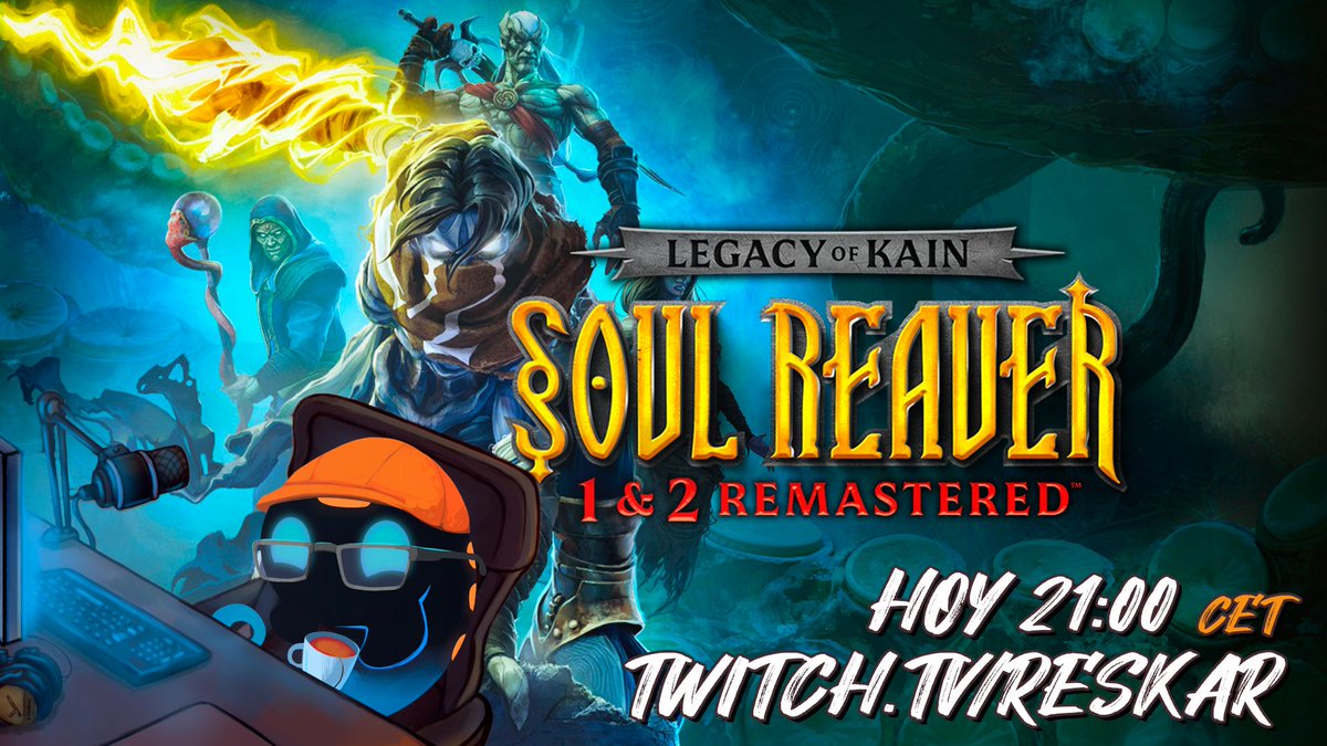 Exploraremos Nosgoth por los ríos  del tiempo y sus misterios. Venid y acompañadnos a mi y a Raziel en su segunda aventura.

🎮 Legacy of Kain: Soul Reaver 1 &amp; 2 Remastered 
🕰️ 21:00 CET
📡 Twitch.tv/reskar
📡 youtube.com/Reskarrakser

Os espero con un buen #Téenelabismo