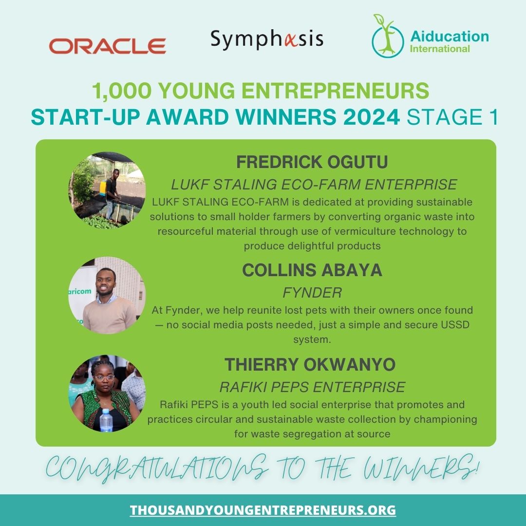 Aiducation's tweet image. Congratulations to the winners of the 1,000 Young Entrepreneurs Start-Up Fund Award!

A huge thank you to @Oracle and @Symphasis for supporting youth innovation with funding, coaching, and growth opportunities.

#YouthEmpowerment #Entrepreneurship #Innovation
