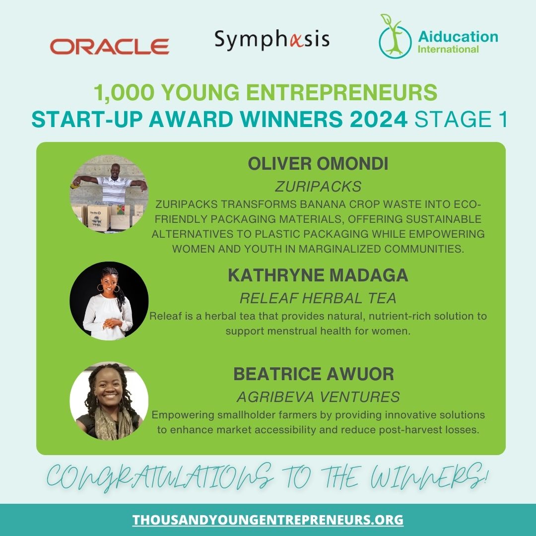Aiducation's tweet image. Congratulations to the winners of the 1,000 Young Entrepreneurs Start-Up Fund Award!

A huge thank you to @Oracle and @Symphasis for supporting youth innovation with funding, coaching, and growth opportunities.

#YouthEmpowerment #Entrepreneurship #Innovation