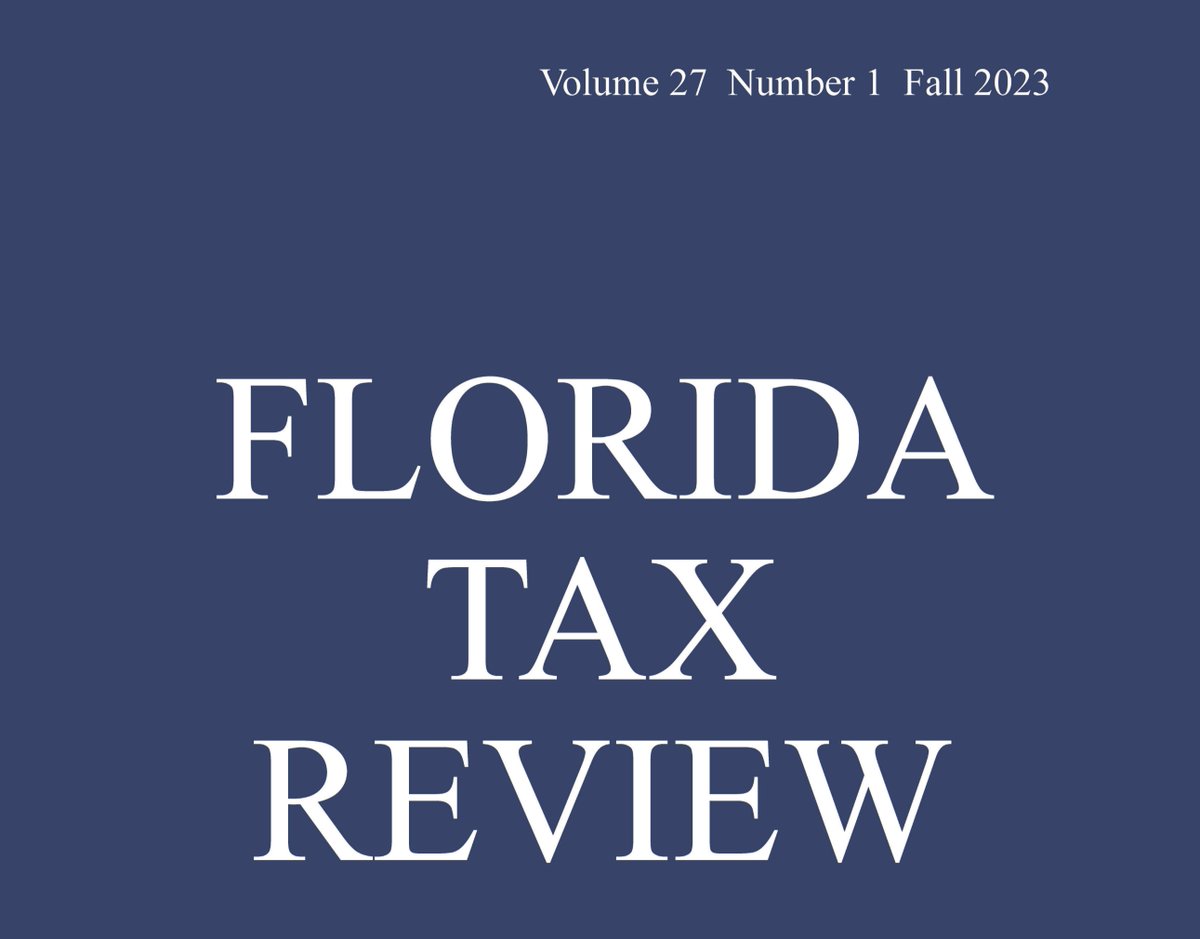 Florida Tax Review Publishes New Issue bit.ly/3P8a6On

<a href="/kennesawstate/">Kennesaw State University</a> <a href="/maysbusiness/">Mays Business School</a> <a href="/IslandCampus/">Texas A&M-Corpus Christi</a> <a href="/UFLaw/">UF Levin College of Law</a> <a href="/BoiseState/">Boise State University</a> <a href="/UVALaw/">UVA Law School</a> <a href="/UWSchoolofLaw/">UW School of Law</a> <a href="/SLU_Official/">Saint Louis University</a> <a href="/untdallaslaw/">UNT Dallas College of Law</a> <a href="/LoyolaLawSchool/">Loyola Law School</a> <a href="/susancmorse/">Susie Morse</a> <a href="/UTexasLaw/">UTexasLaw</a>