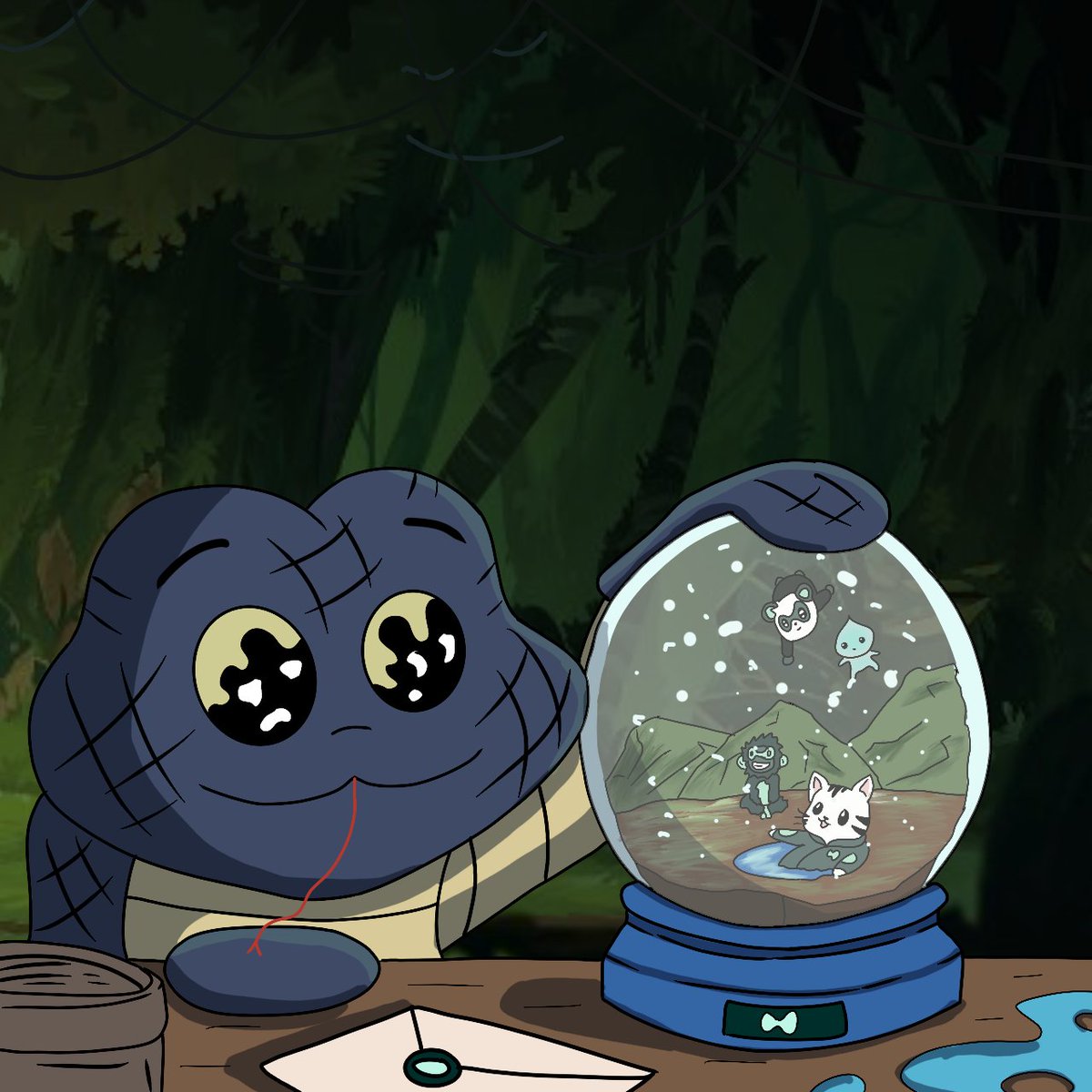 The snake has received his Christmas present 🎁