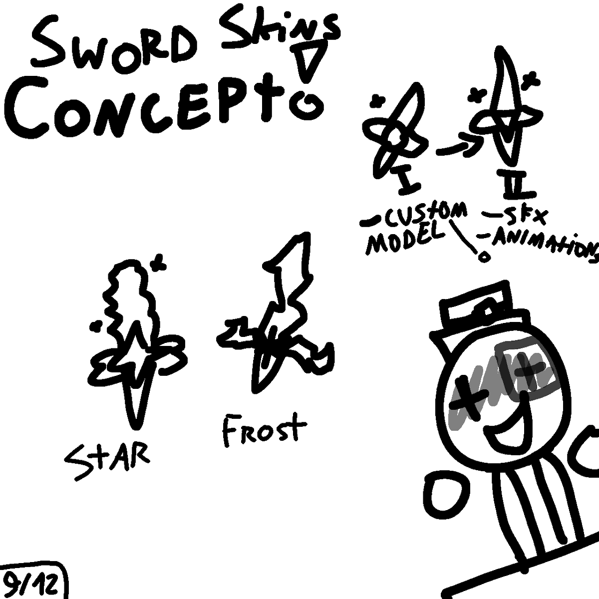 9/12 Sword Skins Concept! 🗡✨️#roblox #robloxdev
- skins will have 2 rarities: common and epic!
- common skins will have: custom model &amp; animations for swinging
- epic skins will have: custom sfx, animations, sword animations :D

10th concept will be big...
 🐦‍🔥 🤖 🪐 🌌