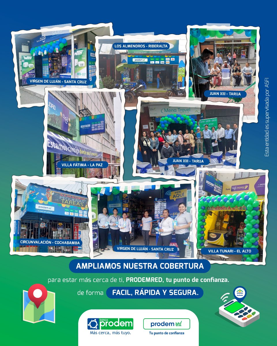 🏦 Desde depósitos y retiros hasta pagos de servicios, ahora puedes realizar tus operaciones cerca de tu hogar. 🎉
💚💙 Conoce nuestra cobertura aquí bit.ly/CoberturaProdem #ProdemRed #BancoProdem #MásCercaMásTuyo