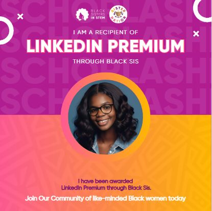 This Christmas holiday just got better! 🎄✨ I’m excited to share that I’ve received a LinkedIn Premium scholarship from Black Sisters In STEM! 🚀 Grateful for this opportunity to grow and take my career to new heights. 💻💡

#BlackSistersInSTEM #LinkedInPremium