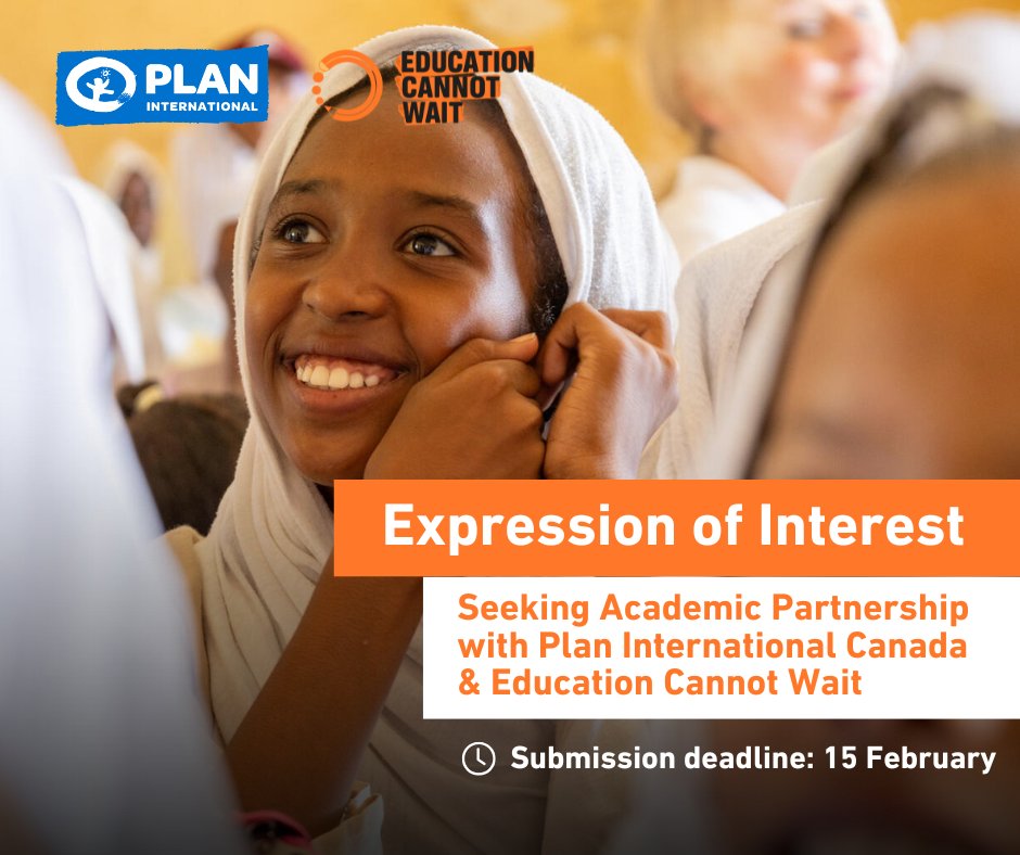 Education Cannot Wait (@educannotwait) on Twitter photo 📢 <a href="/EduCannotWait/">Education Cannot Wait</a> & <a href="/PlanCanada/">Plan Int'l Canada</a> invites expressions of interest from academic institutions to validate, advise & publish on the #GenderEquality and the Empowerment of Women & Girls Measurement Toolkit for #EiEPC settings!
📝 Application Deadline: 15 February
📩 Submit Questions 📢 <a href="/EduCannotWait/">Education Cannot Wait</a> & <a href="/PlanCanada/">Plan Int'l Canada</a> invites expressions of interest from academic institutions to validate, advise & publish on the #GenderEquality and the Empowerment of Women & Girls Measurement Toolkit for #EiEPC settings!
📝 Application Deadline: 15 February
📩 Submit Questions