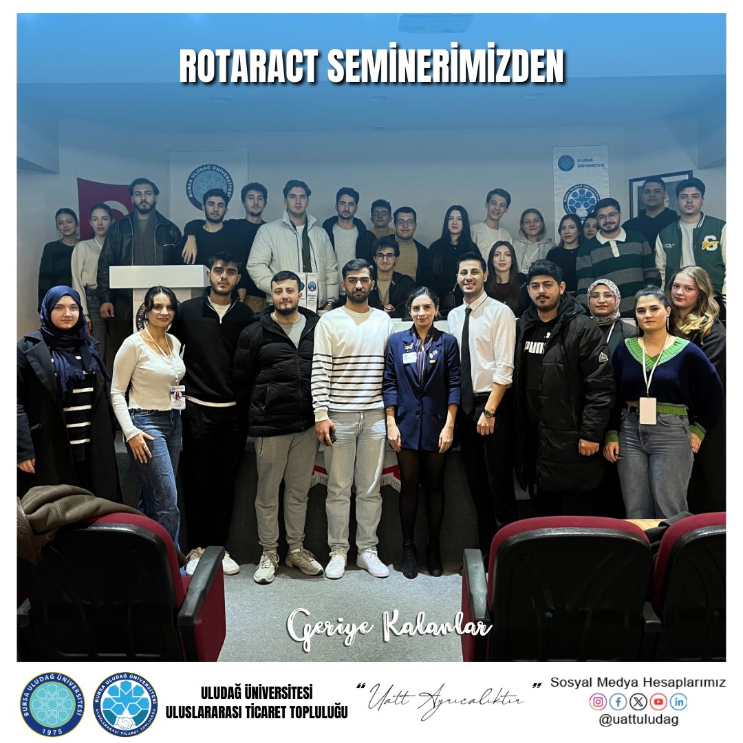 uludaguatt's tweet photo. Uluslararası Ticaret Topluluğu olarak kariyer gelişimini destekleyici konularda unutulmaz bir seminer gerçekleştirdik.

“Rotaract ile Geleceğini Şekillendir”adlı bu seminerimizde hem konuşmacılardan ilham aldık hem de iş hayatında öne çıkmanın yollarını öğrendik. https://t.co/ULyBosO3CZ