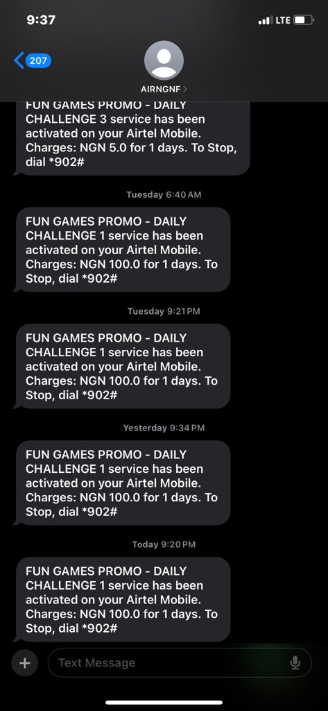Roziski4's tweet photo. @AirtelNigeria U guys has been deducting my money for awhile now for one nonsense game I know nothing about. The worse part is I didn’t activate it in my line. U people are learning how to steal Abi https://t.co/gYGmKP9ayy