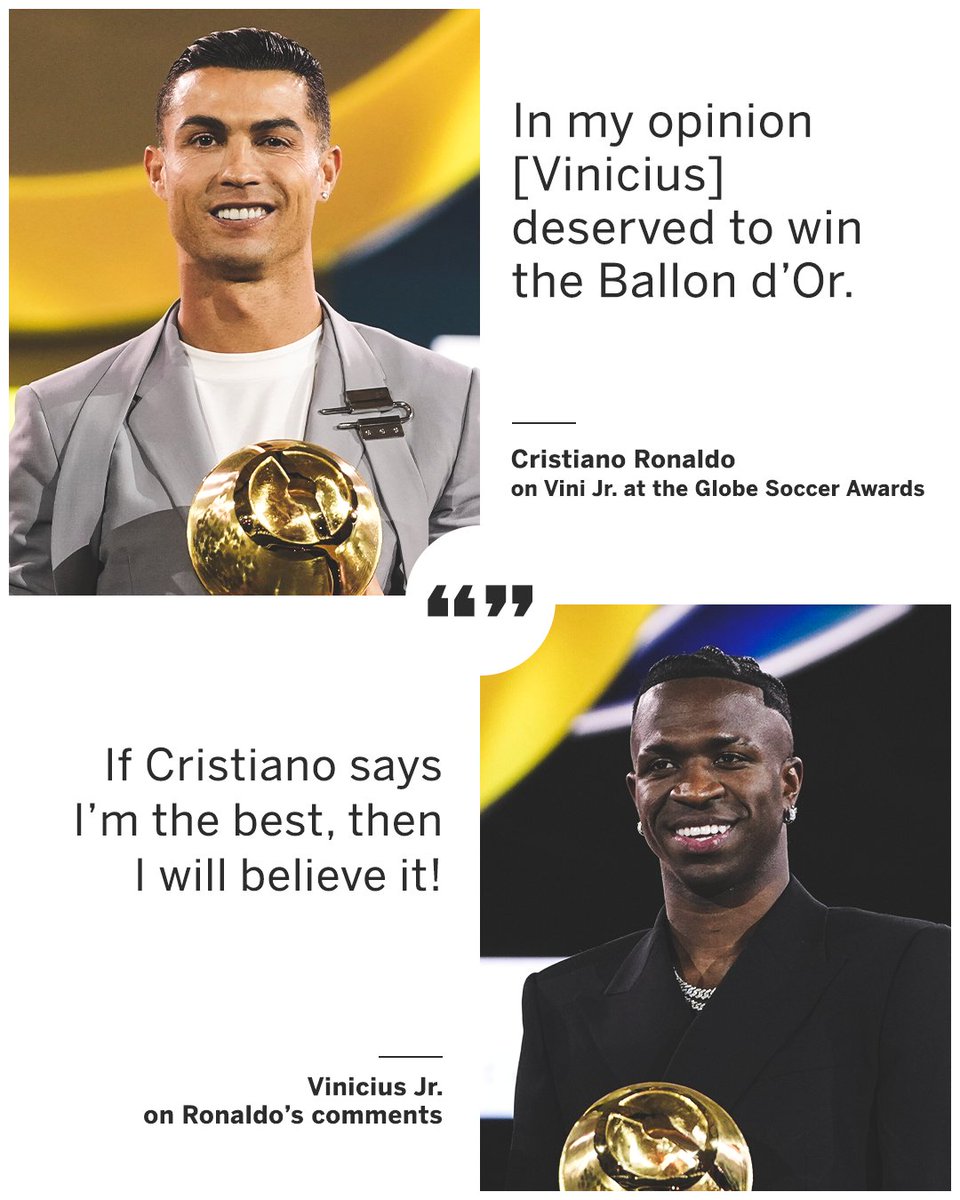 Ronaldo believes Vini Jr. should have won the Ballon d'Or this season 🏆