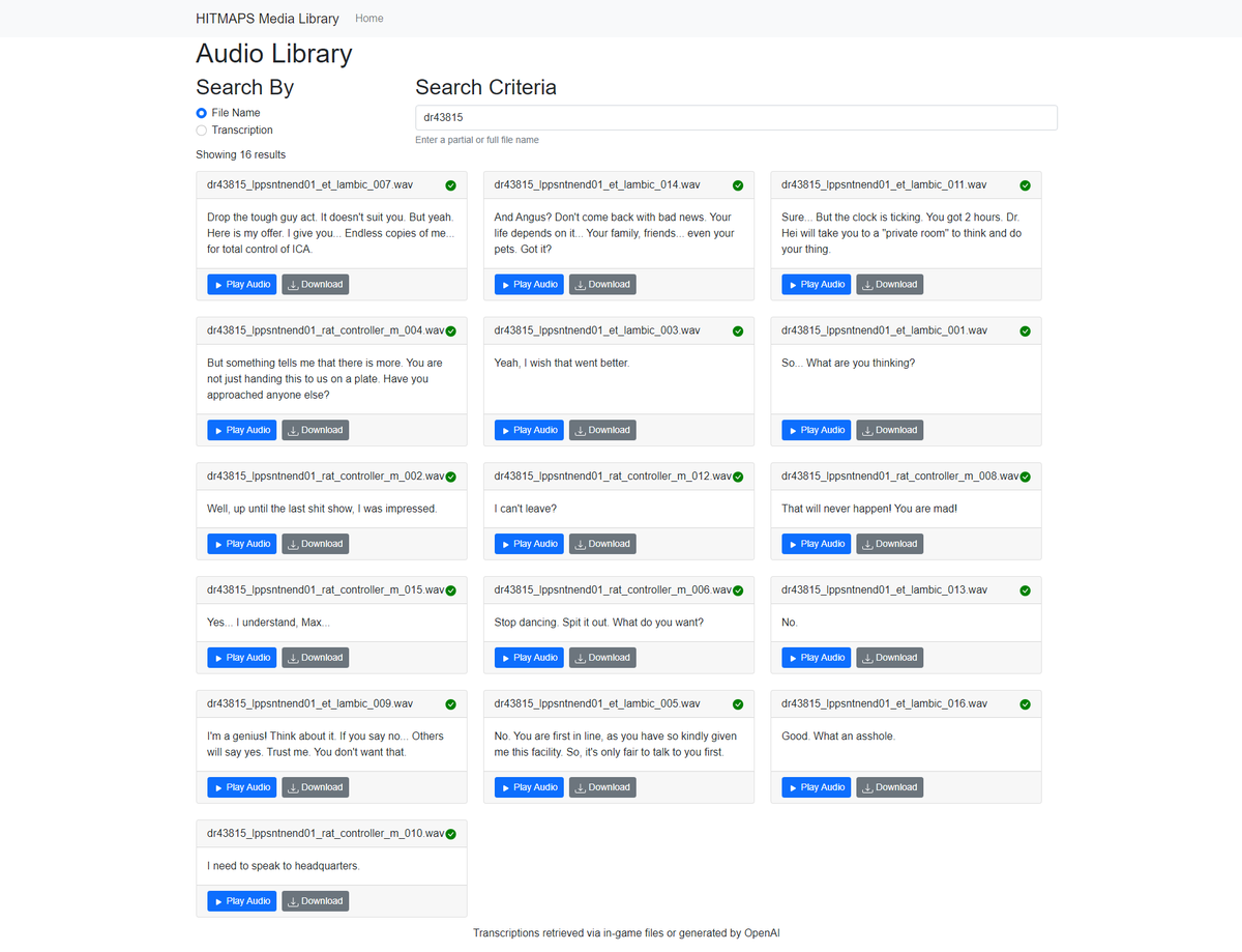 hitmapsdotcom's tweet photo. The HITMAPS Audio Library has been updated to include audio lines from The Splitter ET!  You can listen to the lines (or any other in-game voice lines) over at https://t.co/PUH1hdBCdM . https://t.co/peTyNW2TDY