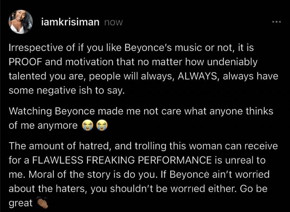 eleonora1684's tweet photo. Mama tina serving hot tea with no filter and we agree 
#BeyonceBowl #BeyonceHalftime #BeyonceHalftimeShow https://t.co/HYIzdJyyDp