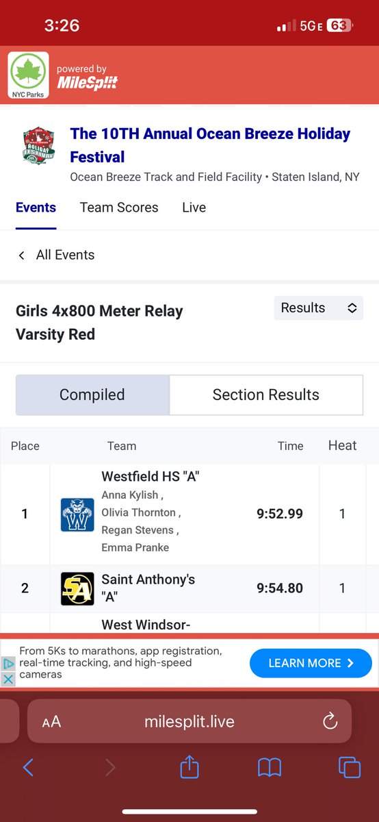 CoachJberardi's tweet photo. Girls 4x8 relay 
 kicks starts the season with a BANG at @oceanbreeze holiday festival 
Kylish- Sewald- Thornton- Larkin
✅ 
First place Holiday Festival champions. TOUGH racing. On to the next… 💪🎁🎅 🕎 @WHS_BlueDevils @WfieldBoosters @lambo2126 @OBTFAC https://t.co/NU1tF5HLJY