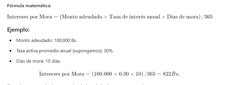 El cálculo de los intereses por mora en las prestaciones sociales en Venezuela está establecido en el artículo 142 de la Ley Orgánica del Trabajo, los Trabajadores y las Trabajadoras (LOTTT). Aquí tienes una guía detallada:

Fórmula general:
Los intereses por mora se calculan