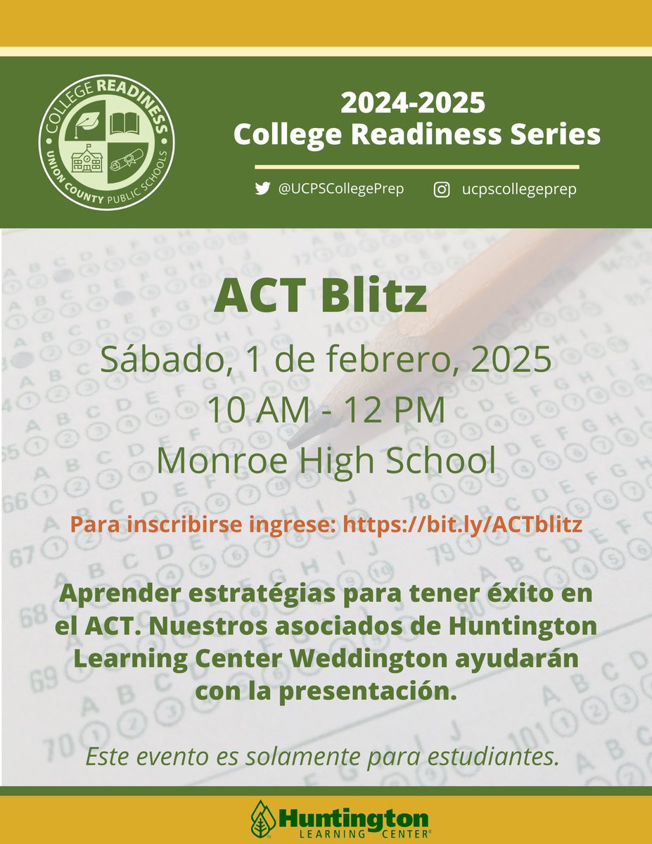 Let the ACT Blitz be the catalyst for your future’s breakthrough! Register today at bit.ly/ACTblitz <a href="/UCPSNC/">Union County Public Schools</a> <a href="/AGHoulihan/">Andrew G. Houlihan</a> <a href="/SusanRodgersS4/">Susan Rodgers</a> <a href="/HLCWWWCNC/">Huntington-Weddington</a> #TeamUCPS